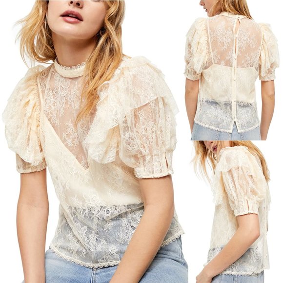 Free People Tops - NEW Free People Secret Admirer Lace Blouse Top $98